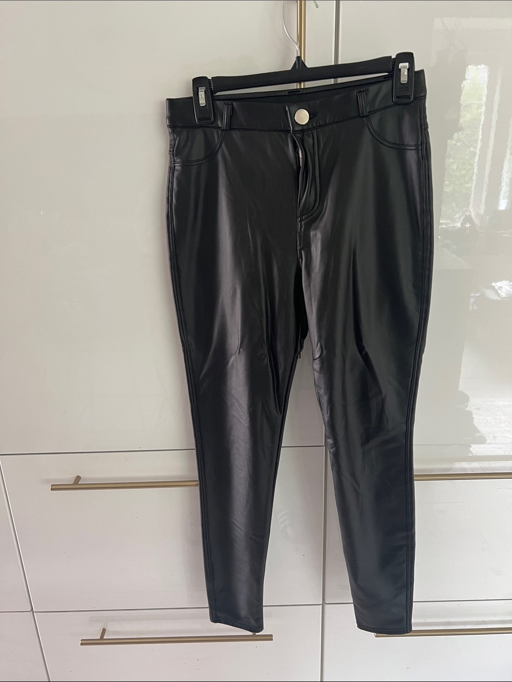 Black Faux Leather Women’s Skinny Jeans